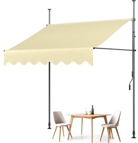 TDSYOCG Tenda Parasole Esterna A Bracci Estensibili, 1x1.2m/2x1.2m/3x1.2m/4x1.2m, Copertura Balcone & Terrazzo Regolabile, Impermeabile E Anti-UV, Montaggio Senza Perforazioni