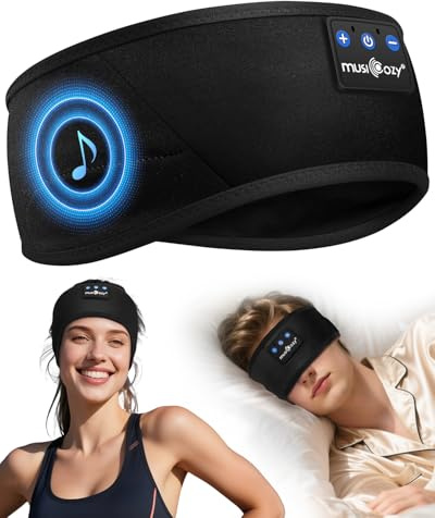 MUSICOZY Sleep Headphones, Comfortable Headband Headphones for Side Sleepers - Bluetooth 5.4 Wireless Headphone with Ultra Thin Speakers for Sleeping,Sport,Travel | Eye Mask Design for Deep Sleep