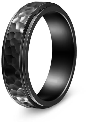 Mens Fidget Rings Spinner Anxiety Ring for Men Stress Rings Jet Black 12