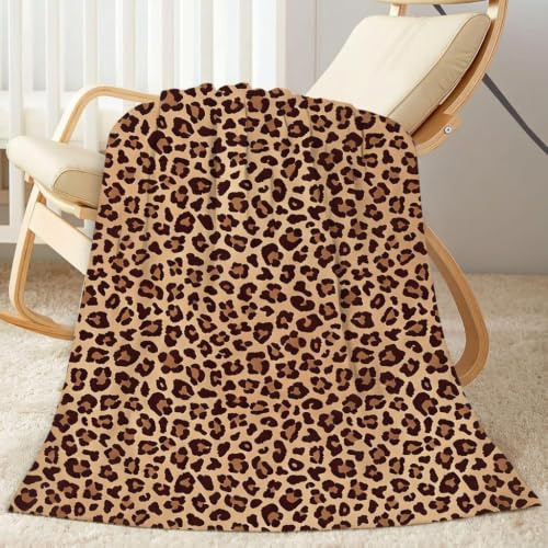 JynxtoyZeal Leopardo Manta de Franela,Estampado de Leopardo Manta Infantil, para Todas Las Estaciones, Sofá o Cama, Salón(100 x 150cm)