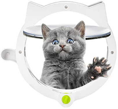 Generic Kattlucka med 4 Låslägen, Lätt Att Installera, Premiummaterial, Söt Kattungeform för Innerdörrar (Vit)