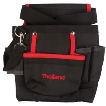 Toolland Werkzeug-Gürteltasche, Nylon, 7 Fächer, Hammerschlaufe, Schwarz/Rot