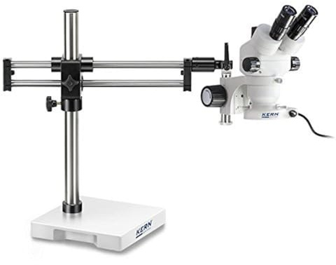 Kern OZM 933 - Set stereomicroscopi, Set stereomicroscopi predefiniti con stativo universale ed illuminazione per una postazione di lavoro funzionale, Tubo: Trinoculare, Obiettivo: 0,7x - 4,5x, Illumi