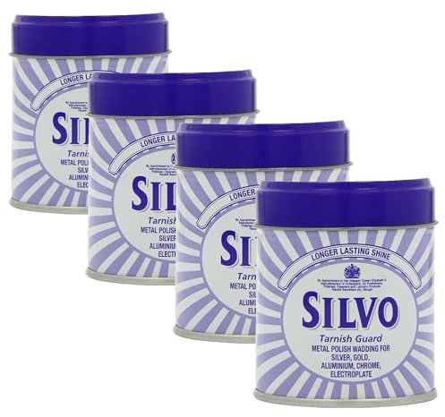 Silvo Tarnish Guard Metal Polish Wadding for Silver, Gold, Aluminum, Chrome, Electroplate - Longer Lasting Shine (Pack of 4)