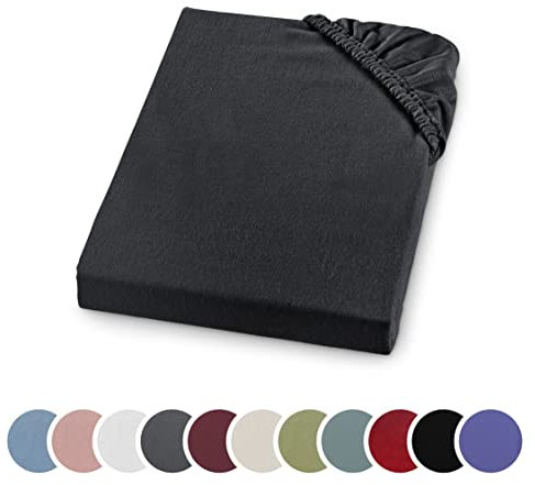 sleepling Biber Spannbetttuch, Feinbiber Spannbettlaken, Made in Germany, 100% Baumwolle, Matratzen bis 23 cm Höhe, Rundum Gummizug, Ökotex, waschbar 60 Grad, 90 x 200, anthrazit