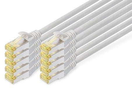 DIGITUS LAN Kabel Cat 6A – 3 m – 10 Stück – S/FTP Geschirmt – 10 Gbit/s – 500 MHz – PoE++ – AWG 26/7 – LSZH – RJ45 Netzwerkkabel – Patchkabel – Kompatibel zu Cat6 und Cat7 – Grau