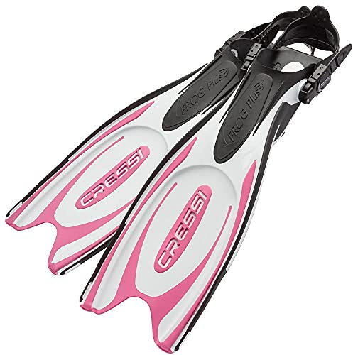 CRESSI Frog Plus Fins White/Pink XS/S (35/38 EU) - Diving Fins with Adjustable Strap, White/Pink, XS/S (35/38 EU), Woman
