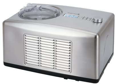 Tarrington House ICM1500N Eismaschine, Edelstahl/Kunststoff, 1.5 L, 150 W, mit elektronischem Bedienfeld, integriertem Kühlkompressor, LCD-Anzeige, Timer und entnehmbarer Schüssel, silber