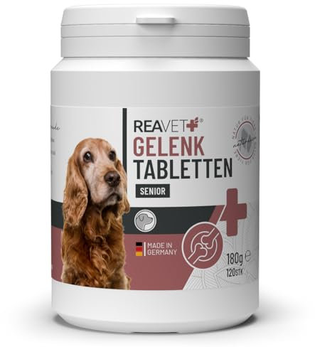 ReaVET Gelenktabletten Hund Senior - 120 Stück für 8 Monate - Gelenk-Tabletten für ältere Hunde mit Grünlippmuschel, MSM & Teufelskralle I nach behandelter Arthrose, Arthritis