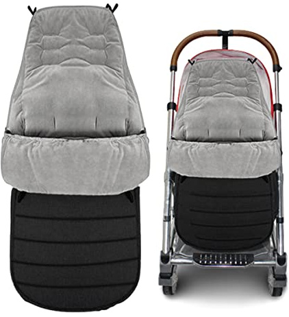 Fairy Baby Winter Fußsack Kinderwagen Buggy fußsack Extrem Warmer Rutschfester Babyfusssack Einziehbar Abnehmbarer Wintersack für Buggy Passend für Alle Kinderwagen& Pram Schüttelvlies schwarz 95-53cm