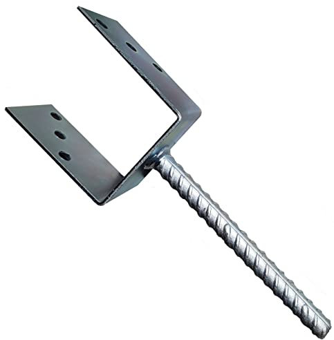 U Type Post Fence Foot Shaped Galvanised 4mm Thick Support Concrete in U Heavy Duty Anchor Riffler Tool Steel 4mm Thick 90 x 100 x 60mm - 3.54 Inch x 4 Inch x 2.36 Inch