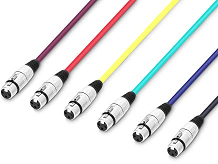 Adam Hall Cables 3 STAR MMF 0050 SET - Mikrofonkabel, 3-Pol XLR female auf 3-Pol XLR male, 6 Stück, bunt, 0,5m