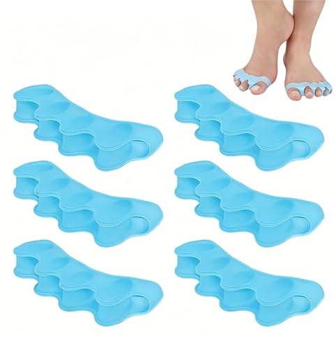 zoerbufan Toe Separators [3 Pair], Toe Stretcher for Overlapping Toes to Relax Toes,Silicone Toe Straighteners for Hallux Valgus,Soft Gel Toe Spacers for Correct Bunions (Blue)