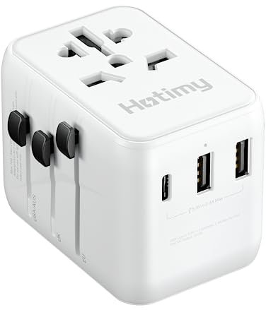 Universal Travel Adapter, Hotimy Worldwide Travel Adapter with USB C & 2 USB A Ports, Dual 10A Fused International Power Adapter, Universal Plug Adaptor All in One for Europe, UK, US, Australia & More