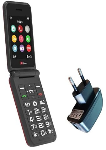 TTfone TT760 Telefono Cellulare 4G a Flip con Grandi Pulsanti per Anziani e Pulsante di Assistenza d'Emergenza - Telefono Cellulare Semplice Sbloccato (con caricabatterie, Rosso)