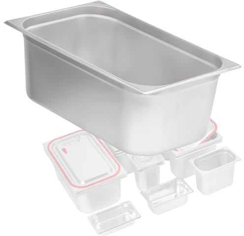 Mahlzeit Récipient GN 1/1 | Hauteur 200 mm | Récipient gastronomique en acier inoxydable | Récipient gastronorme, récipient thermique | Convient pour chauffe-plats, chafing dishes et bain maries