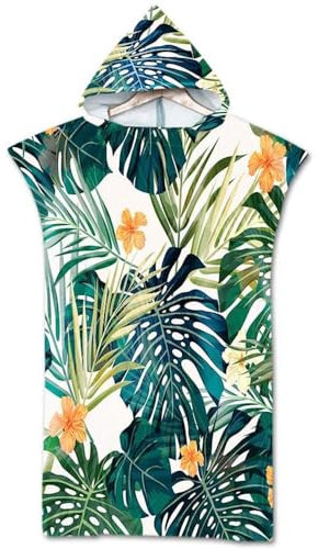 Lukery Handtuch Poncho mit Kapuze, Surf Poncho für Damen Herren Jugendliche, Umziehhilfe Strand Drucken Badeponcho, Kompakt und Sehr Leicht Robe aus Mikrofaser für Strand Schwimme 75x110cm