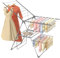 Innotic Étendoir Linge Intérieur Extérieur, Séchoir à Linge Pliable à 2 Niveaux, 4 Ailes Réglables en Hauteur, 3 Secondes Déplier ou Plier, Acier Inoxydable Tancarville XXL, 33 Rails, Gris