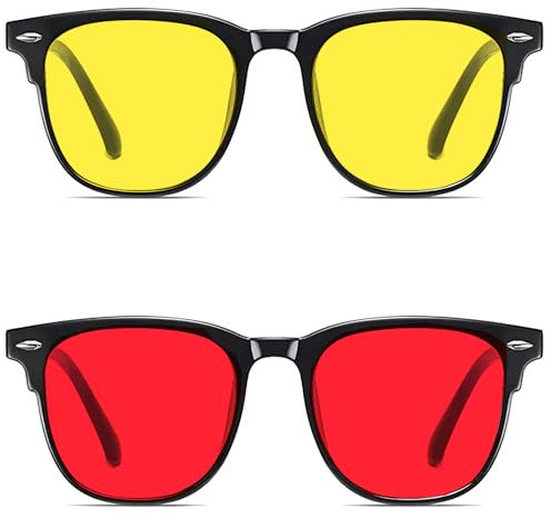 Gafas Luz Azul Hombre y Mujer 2Set Gafas Rojas Bloqueo Luz Azul | Gafas Bloqueo Luz Azul | Gafas para Ordenador Gafas Luz Azul Mujer | Gafas Filtro Azul | Gafas Filtro Luz Azul | Gafas de Luz Azul