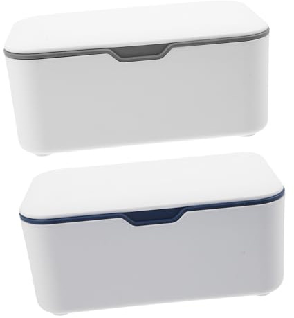 DRESSOOS Dispensador De Toallitas Portátil para Bebés, Caja De Pañuelos De Mano Compacta, Resistente Tapa Hermética, 2 Unidades Gris y Azul, Adecuado para Exteriores y Uso Doméstico