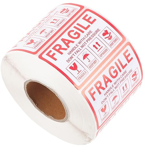 Étiquettes D'avertissement Fragile Autocollantes 1000 Pcs Rouleau Papier | Usage Expédition et Emballage, Design Créatif, Pose Facile et Adhérence Forte