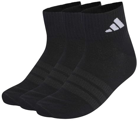 adidas Unisex - Adulto THIN&LIGHT SPORTSWEAR ANKLE SOCKS 3 PAIR PACK, black/black/white, 6-7 Years
