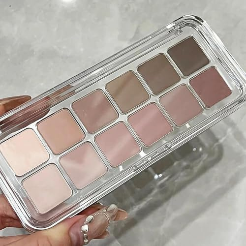 12 Colors Full Matte Eyeshadow Palette, Nude Pink Brown Eye Shadow Pallets, Long-Lasting Pressed Powder Eye Makeup Palette, Blendable Smokey Eyeshadow Makeup, Gift Eor Women