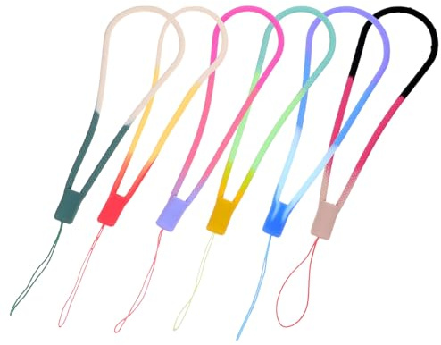 STOBAZA Cordino per Cellulare in Silicone Anti-Smarrimento 6 Pezzi Cinturino da Polso Corto Multicolore Trama Intrecciata Portachiavi e Laccetto per Smartphone Badge e Chiavi