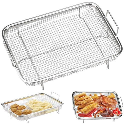 Seutmrou Cesta para horno de acero inoxidable, Cesta Parrilla Malla, Cesta para barbacoa con Asas Para Hornear Galletas y Pasteles,Asar a La Parrilla y Enfriar,Cargar Frutas y Verduras