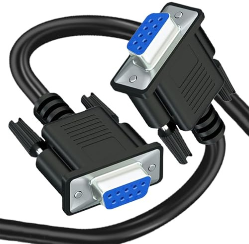 Hsupez RS232 kabel DB9-uttag till hona 9 stift, seriell DB9 COM-port förlängningskabel rak anslutning för PC, modem, CNC-maskiner, industristyrning, 3 m