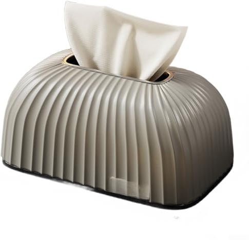 Modern Minimalist Tissue Box Holder with Spring-Loaded Mechanism for Easy Refill, Sturdy HIPS Plastic Napkin Dispenser for Living Room Tabletop and Dining Table(Gray)
