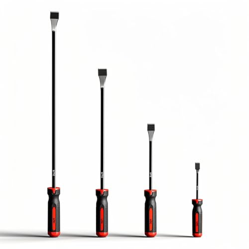 UTC Pry Bar Set 4pc 200x10 300x15 450x18 600x18mm Heavy Duty Lever Alignment Removal Tools Anti Slip Handles Steel Strike Caps Professional Workshop Use 820019-UTC
