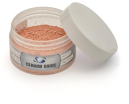 GLASS POLISH 50g Cerium Oxide, Ceroxid Hochkörniges Glaspolierpulver für professionelles Glaspolieren, Hohe Qualität Glaspoliermittel, Verbesserte Formel, TREO 85%, 3,5 Mikron, Braun - GP90006