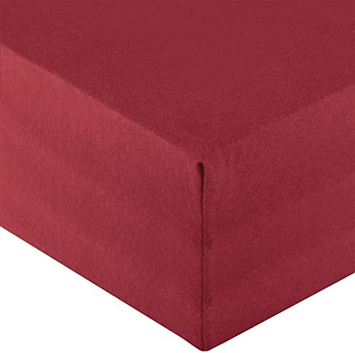 aqua-textil Royal Spannbettlaken Boxspringbett Wasserbett 180x200-200x220 cm Bordeaux rot 210g/qm Jersey Mako Baumwolle Elasthan Spannbetttuch