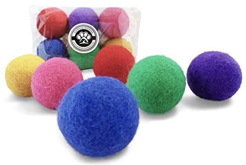 Earthtone Solutions Wool Cat Balls - Safe Silent Felt Ball Toys - Fun Colorful Soft Quiet Wool Kitty Toys - Unique for Cat Lovers - Hand Made in Nepal