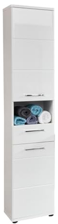 trendteam smart living - Armoire Haute - Salle de Bain - Support - Taille d'assemblage (LxHxP) 37 x 189 x 34 cm - Couleur Blanc Brillant - 195610101