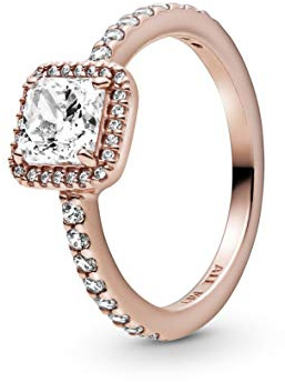 Pandora Timeless Elegance 14k Rose gold-plated ring with clear cubic zirconia, 54