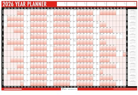2026 Wall Planner Calendar – A1 Large 85cm x 58cm Laminated Year Planner with Stickers & Dry Wipe Pen – Reusable Annual Wall Chart for Office, Home, School