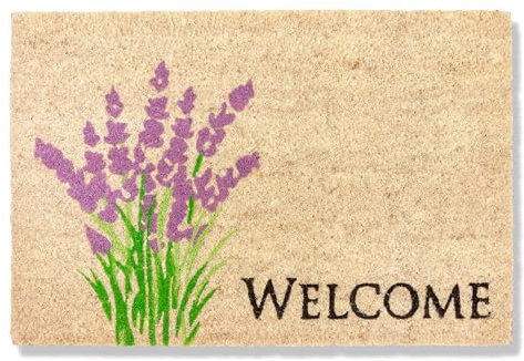 Carpido Fußmatte Kokos Lavendel – Türmatte 40x60 cm – antibakterielle Eingangsmatte – Kokosmatte mit Vinylrücken – natürliches Material – 100% Kokos