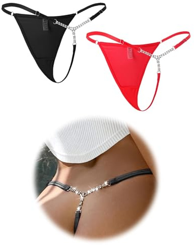 ohmydear String sexig tanga dam chic sexig diamant stringset damunderkläder mjuka trosor bikini mesh tanga trosor låg midja underkläder
