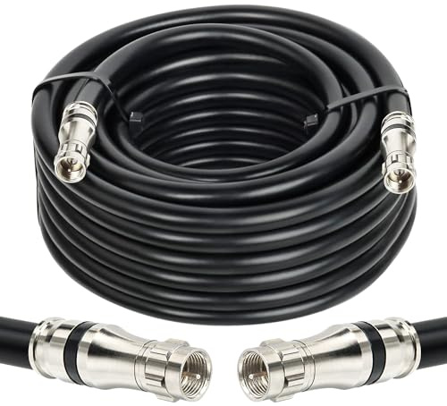 MOOKEERF RG11 Coaxial Cable 30ft,Low Loss 14AWG RG11 Coax Cable 75ohm with F Type Connector High Definition for CATV,Satellite Dish,VHF/UHF,Radio,TV Antennas