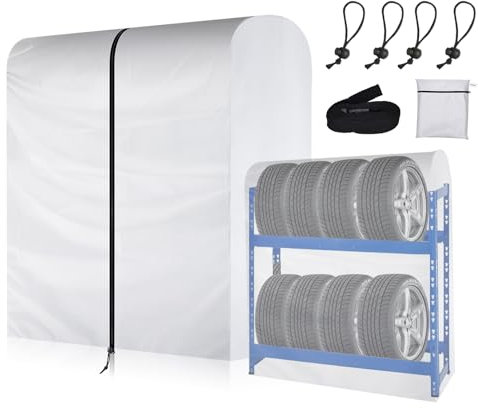 ZATOOTO Reifentasche für Reifenständer, Reifenregal Reifenaufbewahrung Reifenbezug Reifenschutzhülle für Reifen Lagerung, Wasserdicht Staubdicht Reifenabdeckung Silber, 420D Oxford, 112x145x75cm