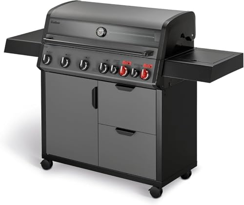 Enders Hyde 6 SIKR Turbo Barbecue a Gas con 6 Bruciatori, 2 Zone Turbo Fino a 800 °C, Backburner a Infrarossi e Fornello Laterale, Superficie di Cottura 96 x 42 cm #804433