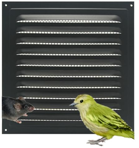 Rejilla de ventilación cuadrada de metal con pantalla de insectos integrada para mejoras del hogar, cubierta de conducto de ventilación de 25 x 25 cm
