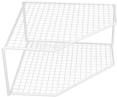 TOGEVAL Corner Shelf Unit for Kitchen Pan Rack Pot Rack Double Draining Tiered Shelf for Table Top Organizer Storage