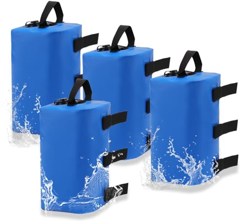 BlyeMichdi Lot de 4 Poids pour Tonnelle 10L, Sac de Lestage Anti-Vent Portables, Poids de Water Bag Gazebo, Sacs de Poids Robustes pour Gazebos, Tentes de Jardin, Tentes de Fête, 19.5 x 33.5cm