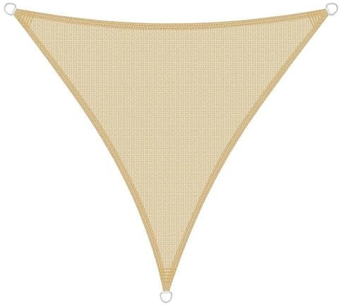 Brigros - Vela Parasole Triangolare HDPE 180g/m² Resistente Raggi UV con Anelli D Acciaio Inox, Tenda Vela Ombreggiante 3x3x3m, 4x4x4m, 5x5x5m, Telo Parasole Per Esterni (Beige, 4x4x4)