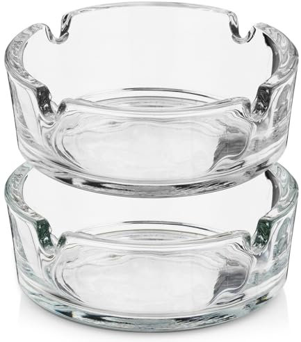 Posacenere per sigarette, posacenere da tavolo, in vetro, 8 cm, 2 pezzi