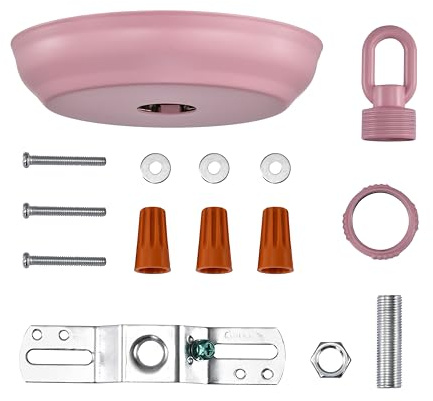 Deckenbaldachin aus Eisen, Ø130 mm x 25 mm, Rosa – Lampenbaldachin/Deckenrosette mit Montagematerial, für Pendelleuchten & Hängelampen