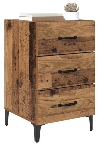vidaXL Armario de Noche Madera Vieja 40 x 40.5 x 66 cm, Almacenamiento Compacto para Dormitorio, mesita rústica, Mesa Funcional, Unidad Resistente, Decorativa y Moderna